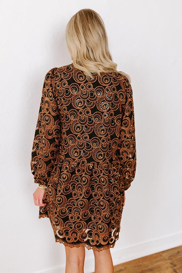 Impressions Fifth Avenue Embroidered Mini Dress In Black