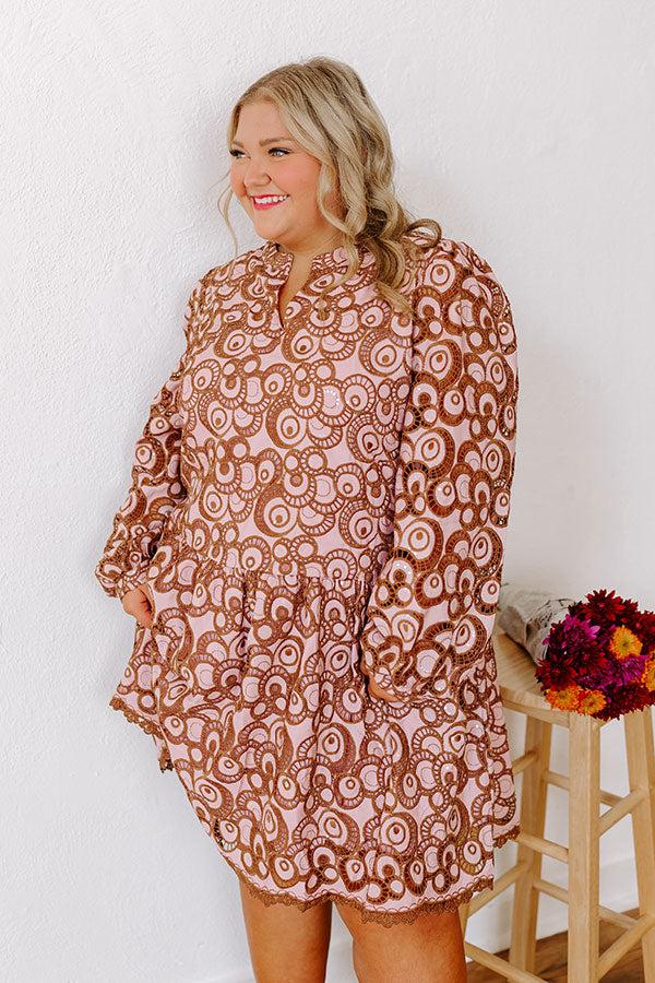 Impressions Fifth Avenue Embroidered Mini Dress In Blush Curves