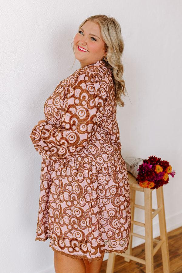 Impressions Fifth Avenue Embroidered Mini Dress In Blush Curves