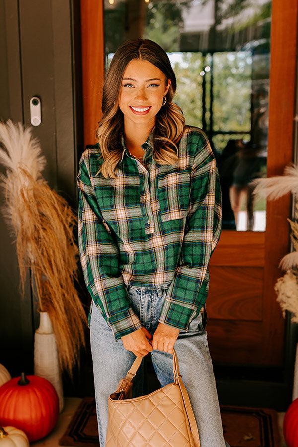 Impressions Fireside S'mores Oversized Flannel In Hunter Green