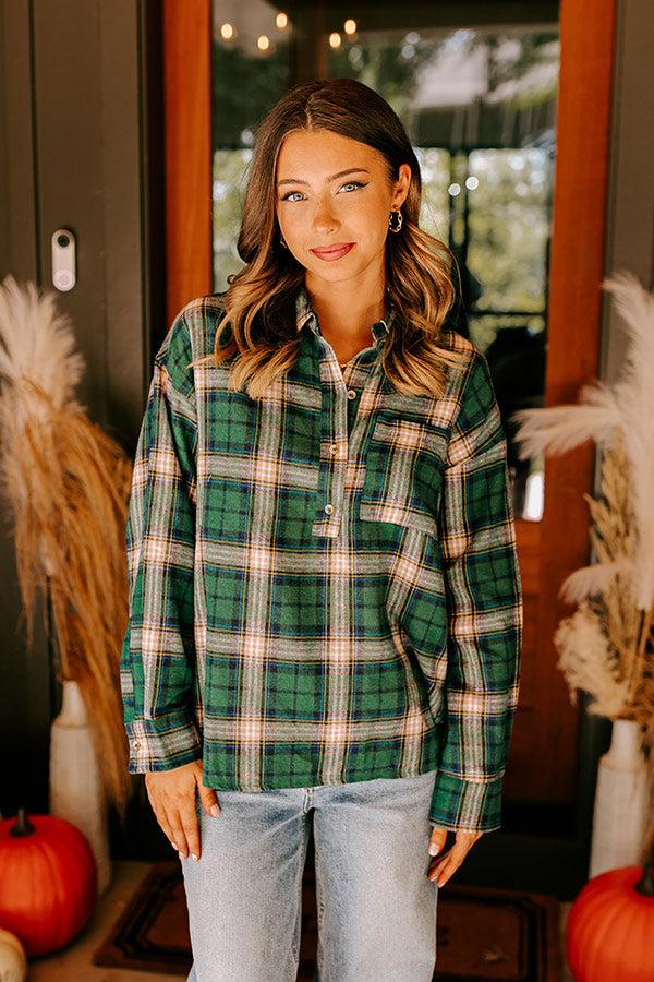 Impressions Fireside S'mores Oversized Flannel in Hunter Green