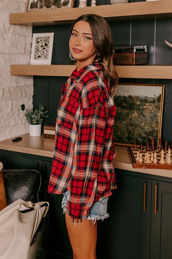 Impressions Fireside S'mores Oversized Flannel In Red