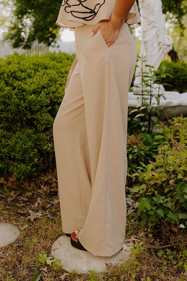 Impressions First Class Chic High Waist Wide Leg Pants In Iced Latte
