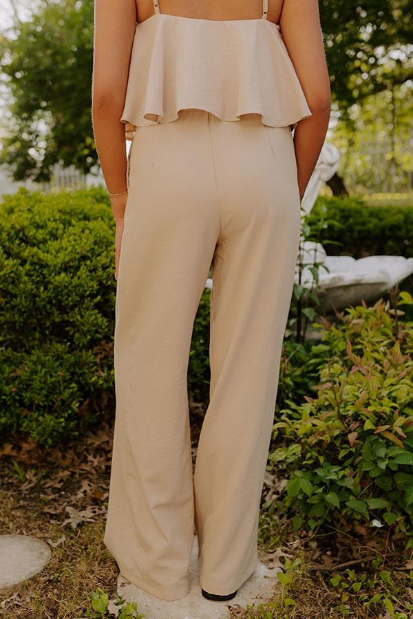 Impressions First Class Chic High Waist Wide Leg Pants In Iced Latte