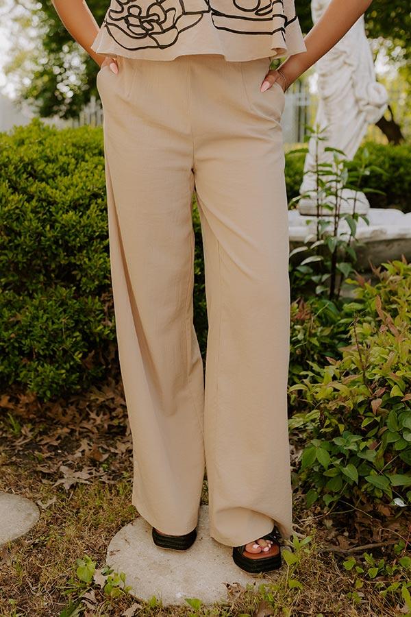 Impressions First Class Chic High Waist Wide Leg Pants In Iced Latte