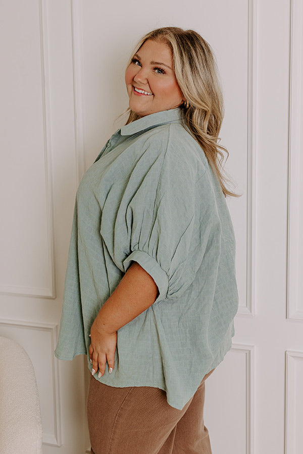 Impressions Fit Check Oversized Button Up In Blue Curves