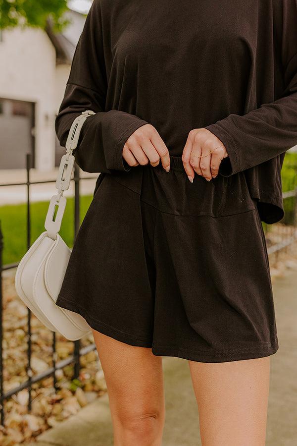 Impressions Flight Plans High Waist Knit Shorts In Black