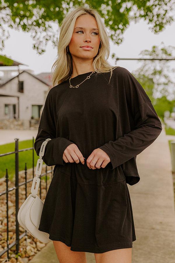 Impressions Flight Plans High Waist Knit Shorts in Black