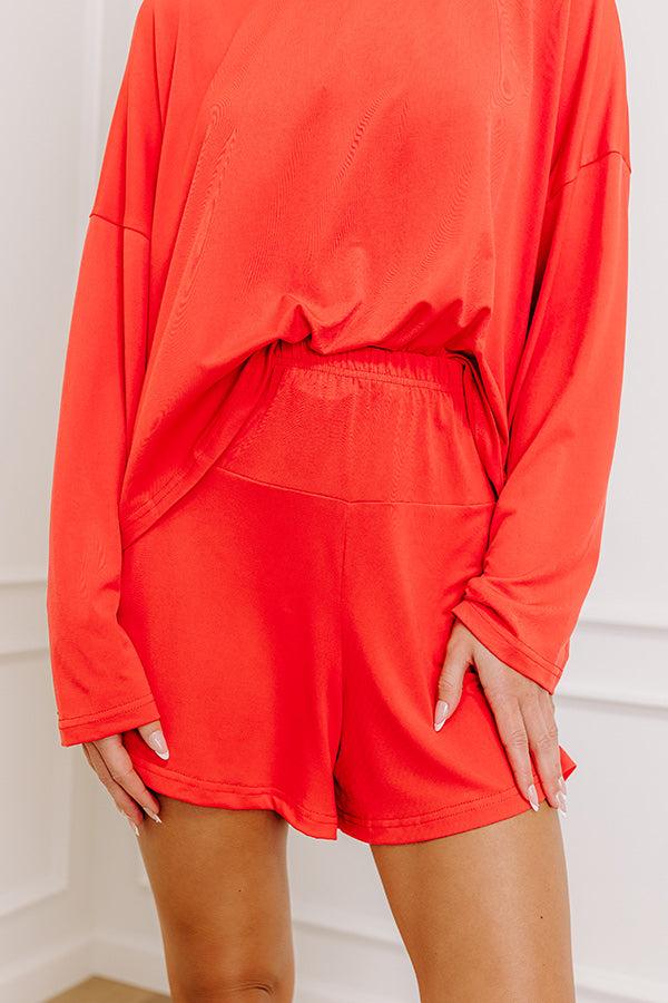 Impressions Flight Plans High Waist Knit Shorts In Scarlet