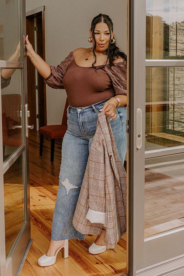 Impressions Flirtatious Outing Bodysuit In Hazelnut Curves