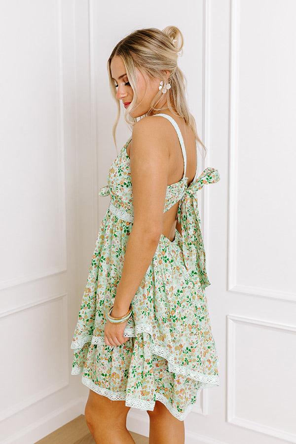 Impressions Flirty Feelings Floral Mini Dress In Mint