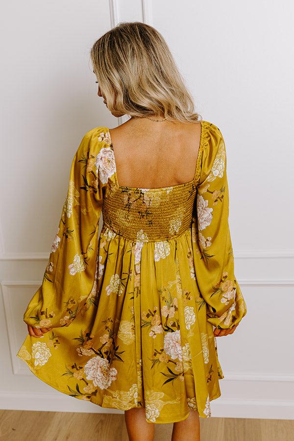 Impressions Flirty Moments Satin Mini Dress In Chartreuse