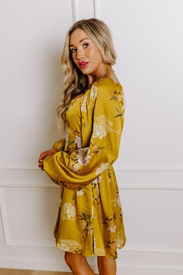 Impressions Flirty Moments Satin Mini Dress In Chartreuse