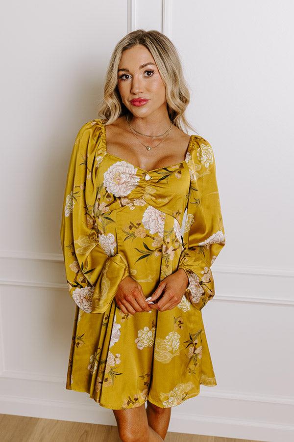 Impressions Flirty Moments Satin Mini Dress In Chartreuse