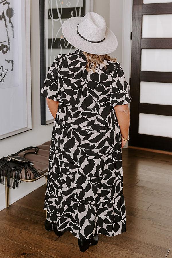 Impressions Floating On Cloud Nine Midi Dress In Black Curves