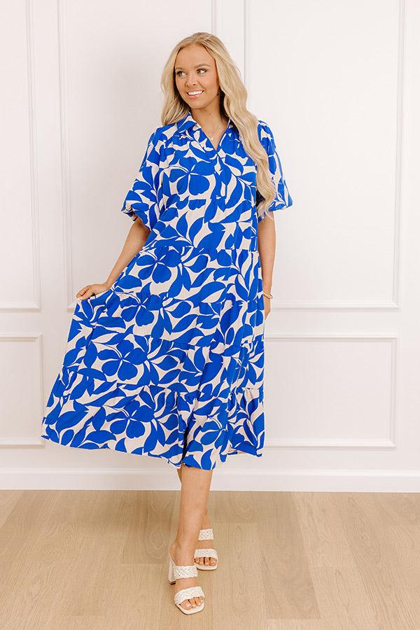 Impressions Floating On Cloud Nine Midi Dress In Royal Blue