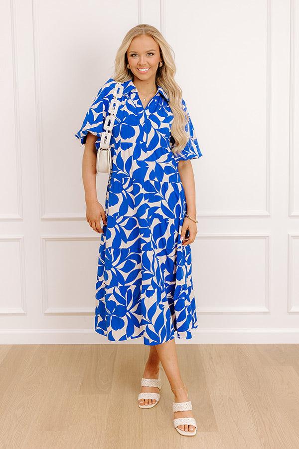 Impressions Floating On Cloud Nine Midi Dress in Royal Blue