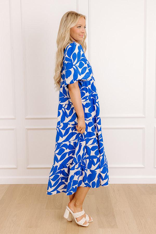 Impressions Floating On Cloud Nine Midi Dress In Royal Blue