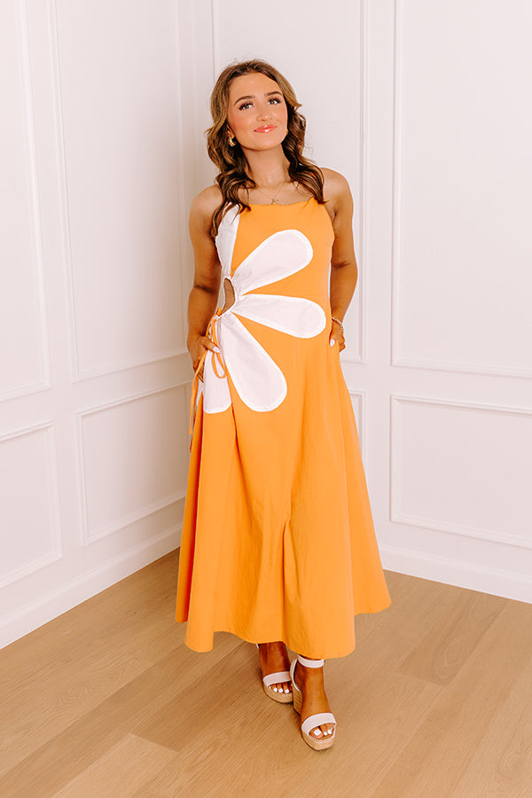 Impressions Floral Daydream Cut Out Midi Dress In Orange