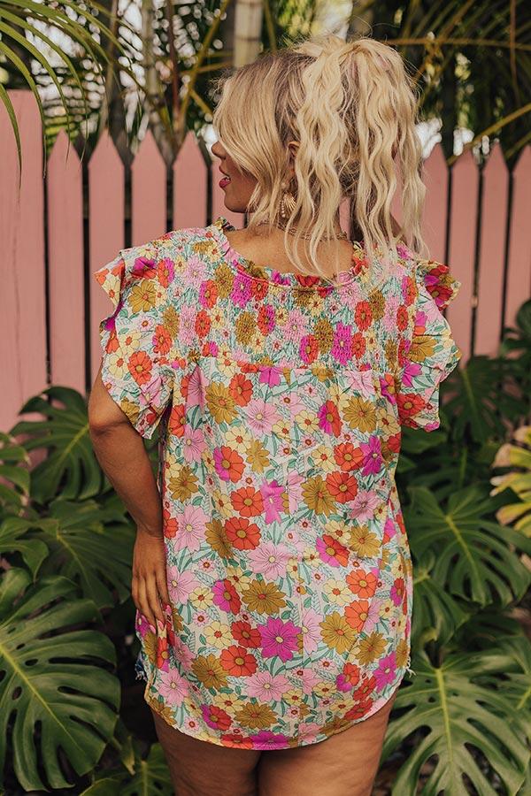 Impressions Floral Galore Shift Top In Violet Curves