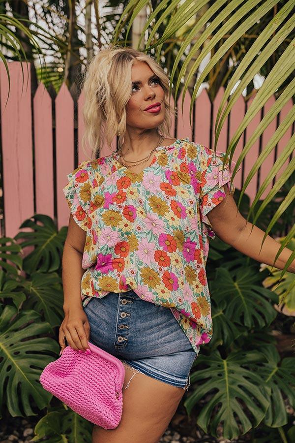 Impressions Floral Galore Shift Top In Violet Curves