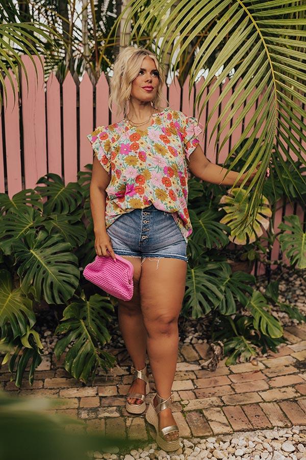 Impressions Floral Galore Shift Top In Violet Curves