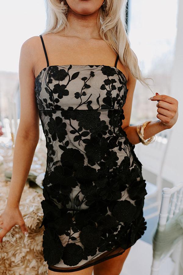 Impressions Floral Moment Embroidered Mini Dress In Black
