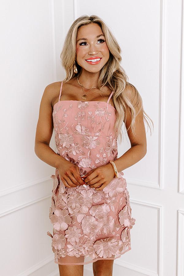 Impressions Floral Moment Embroidered Mini Dress In Blush