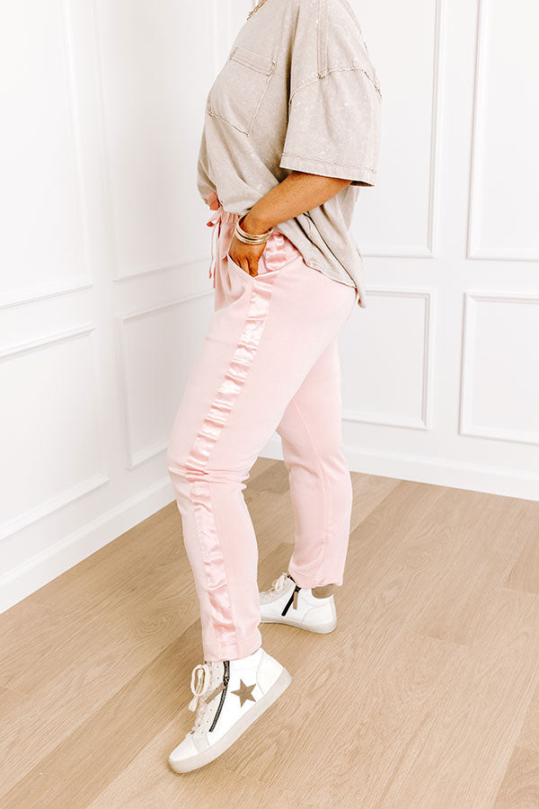 Impressions Flow And Chill High Waist Straight Leg Pants In Pink Curves