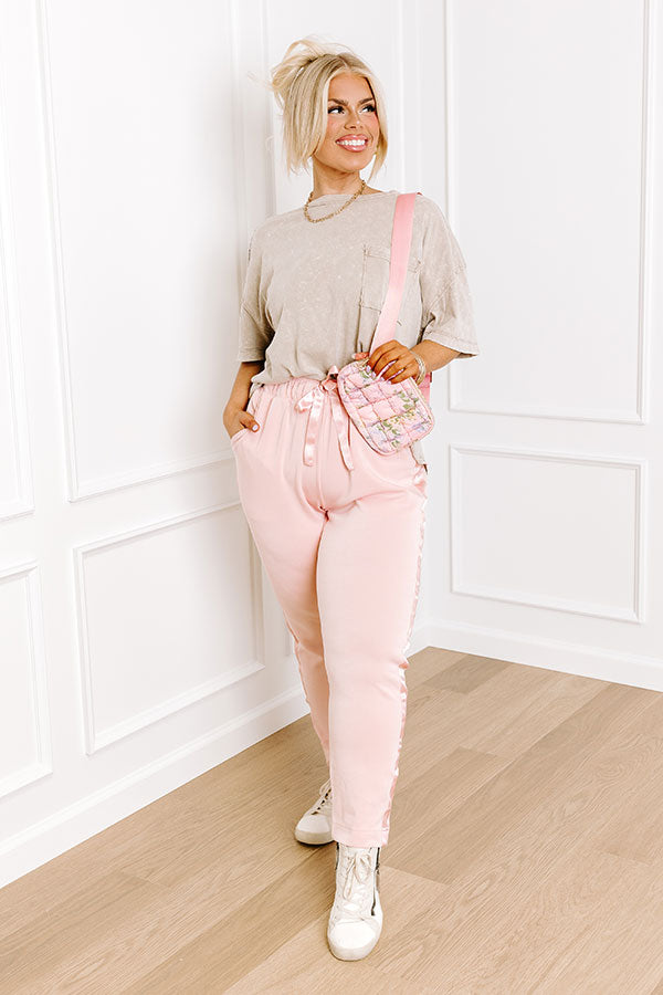 Impressions Flow And Chill High Waist Straight Leg Pants in Pink Curves