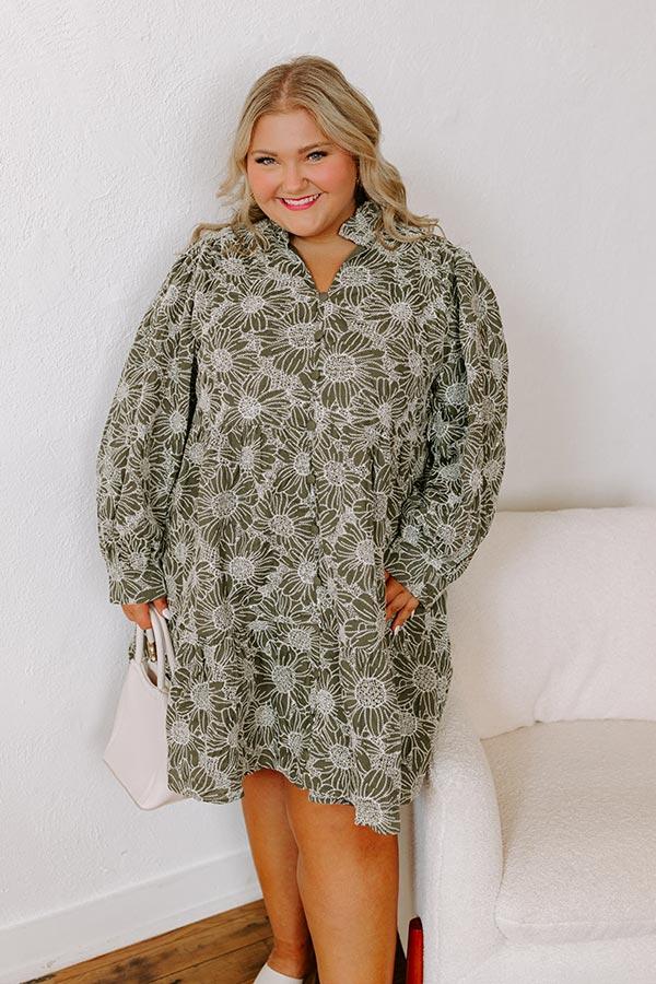 Impressions Flower Picking Embroidered Mini Dress Curves