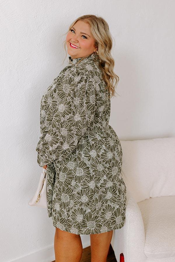 Impressions Flower Picking Embroidered Mini Dress Curves