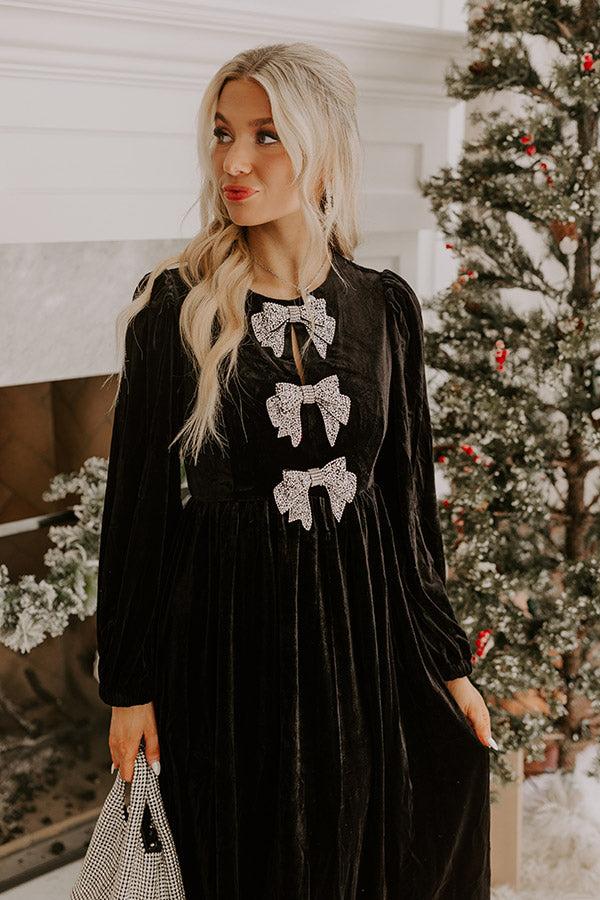 Impressions For The Love Of Bows Velvet Midi In Black