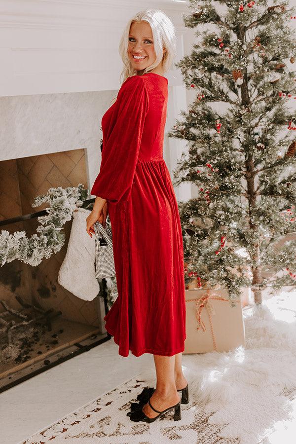 Impressions For The Love Of Bows Velvet Midi In Crimson