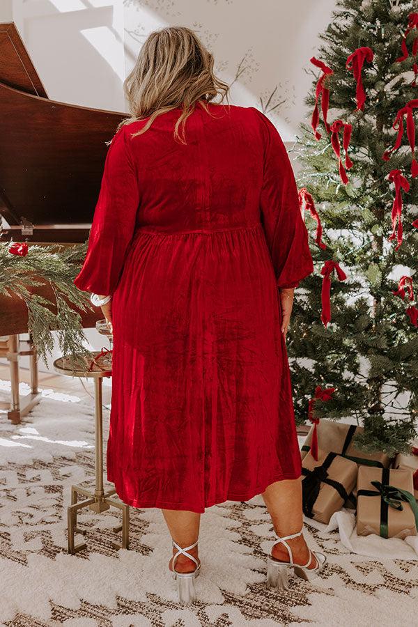 Impressions For The Love Of Bows Velvet Midi In Crimson Curves