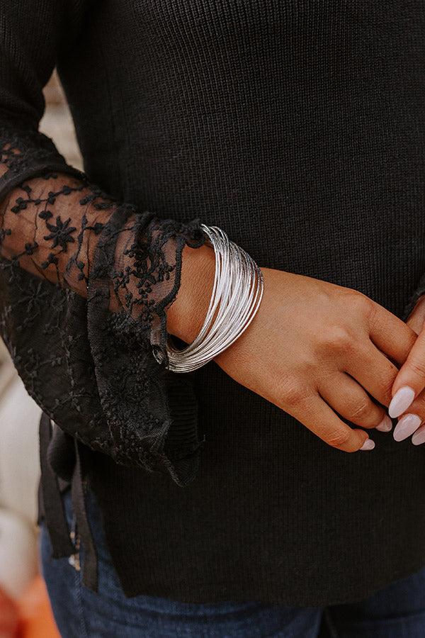 Impressions For The Record Bangle Bracelet Set In Silver