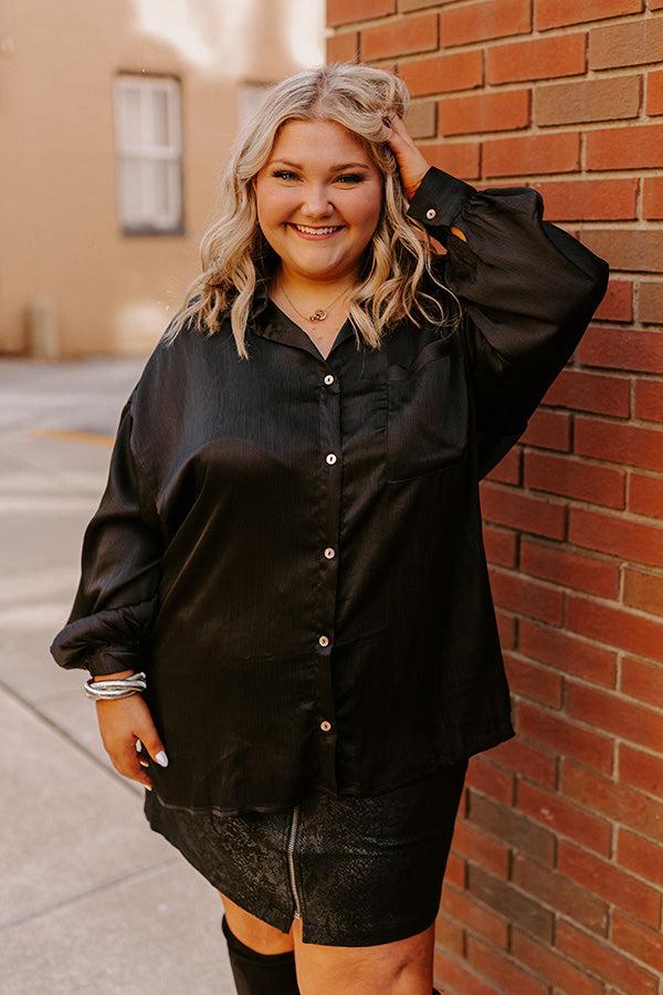 Impressions For The Record Button Up In Black Curves