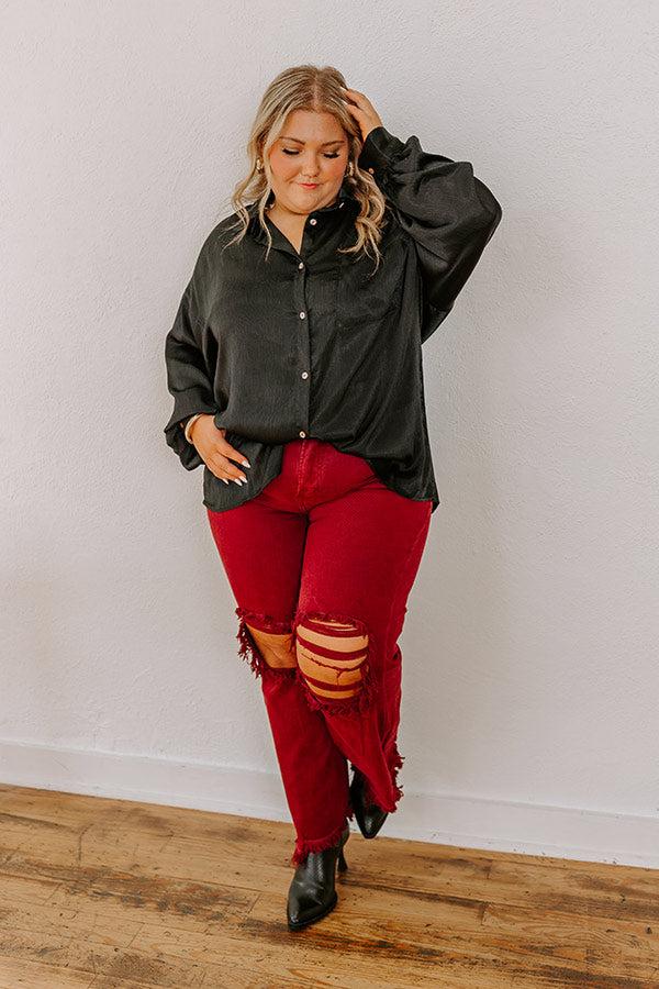 Impressions For The Record Button Up In Black Curves