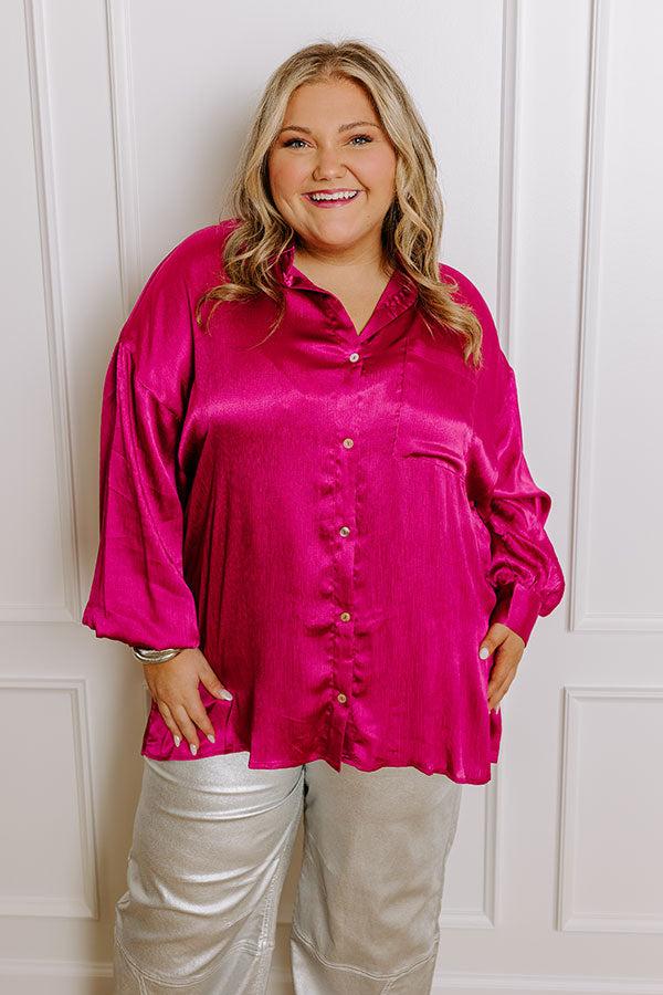 Impressions For The Record Button Up In Fuchsia Curves