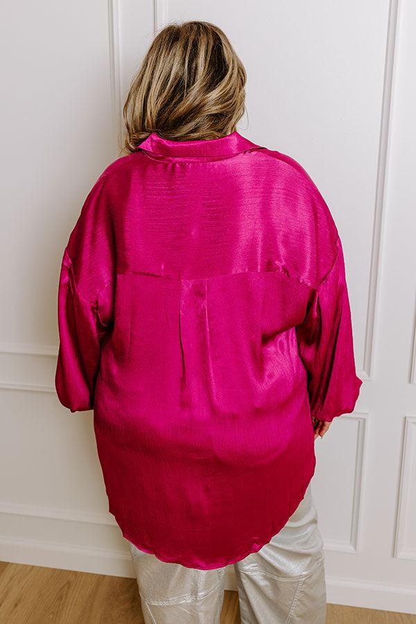Impressions For The Record Button Up In Fuchsia Curves