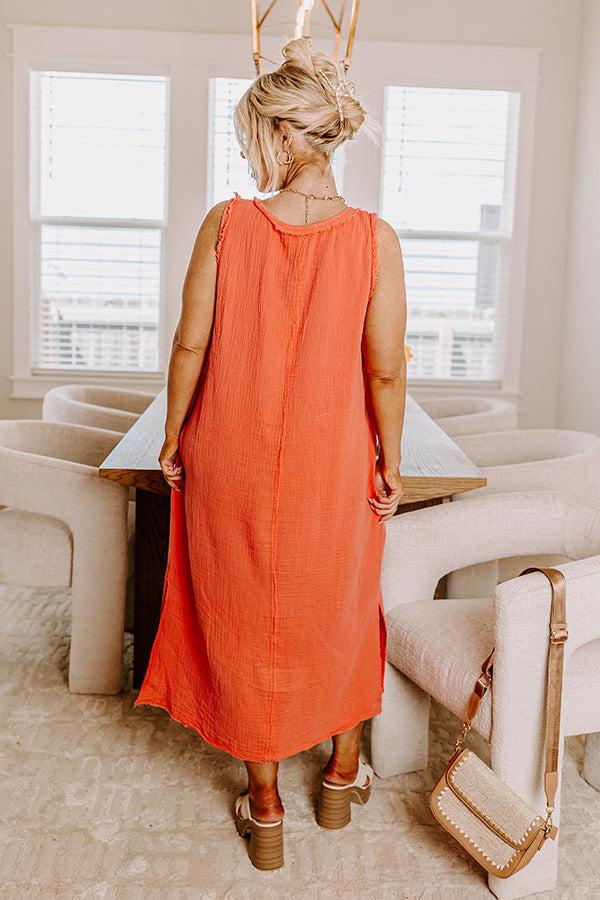 Impressions Free Spirited Frayed Midi In Coral Curves