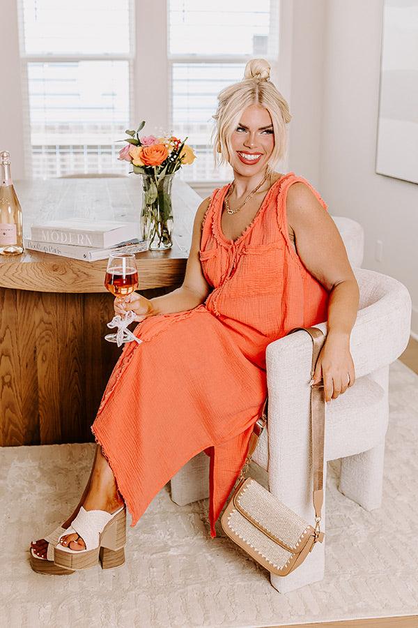 Impressions Free Spirited Frayed Midi in Coral Curves