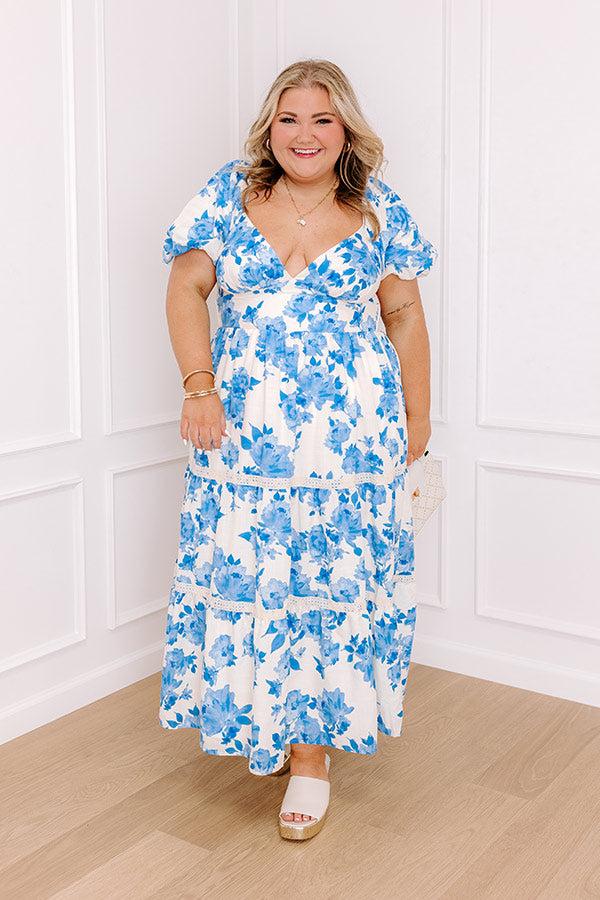 Impressions French Gardens Floral Midi Dress Curves