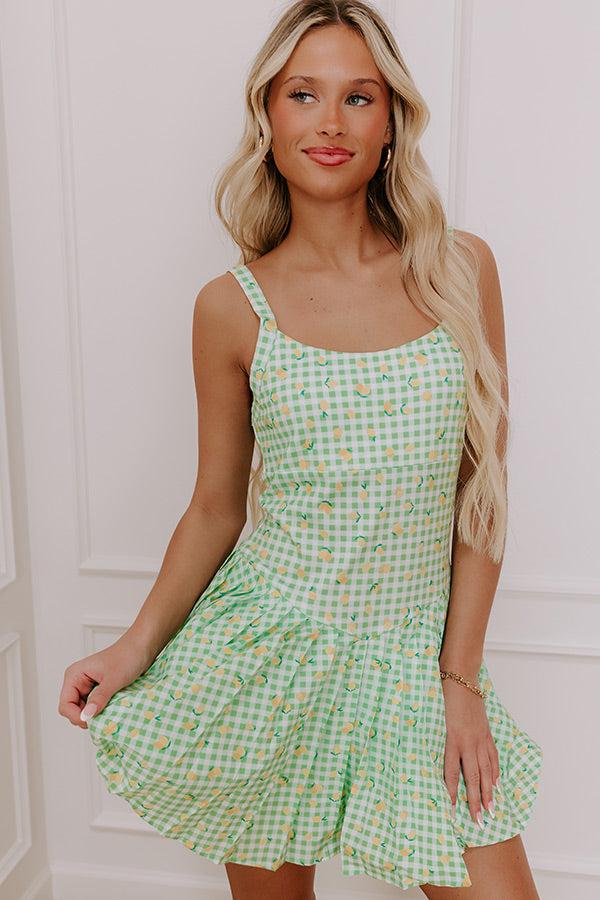 Impressions French Market Stroll Athleisure Mini Dress in Lime