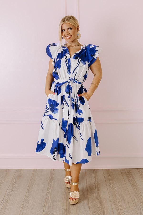 Impressions French Riviera Floral Midi In White Curves