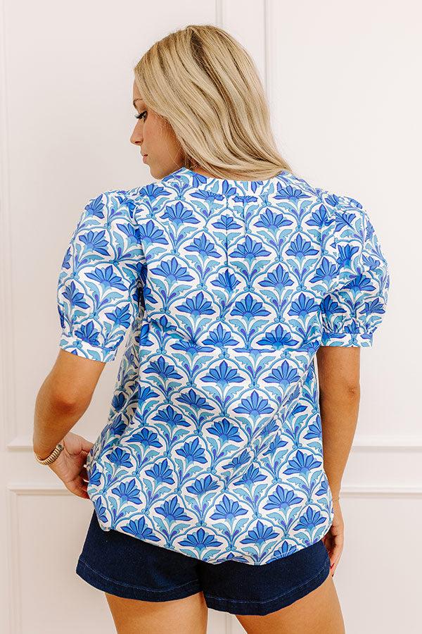 Impressions French Riviera Floral Shift Top In Blue