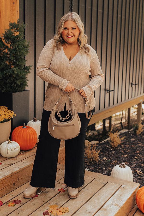 Impressions Fresh Breeze Ribbed Cardigan In Mocha Curves