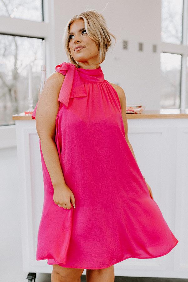 Impressions Friday Night Glam Shift Dress In Hot Pink Curves