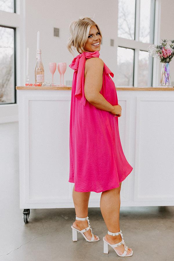 Impressions Friday Night Glam Shift Dress In Hot Pink Curves