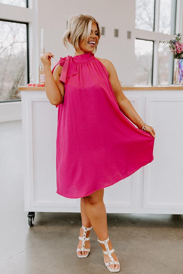 Impressions Friday Night Glam Shift Dress In Hot Pink Curves